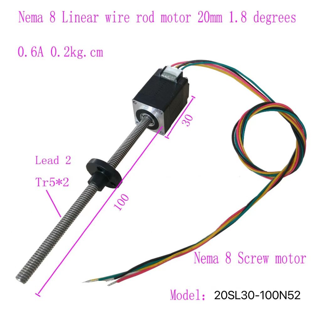 Lead Screw Stepper - Линейные шаговые двигатели Nema8, длина 100